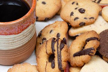 Homemade milk and chocolate cookies for a delicious snack