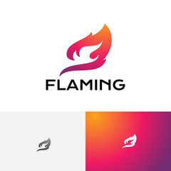 Hot Fire Red Leaf Flaming Simple Business Logo