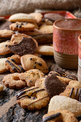 Homemade milk and chocolate cookies for a delicious snack