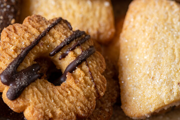 Homemade milk and chocolate cookies for a delicious snack