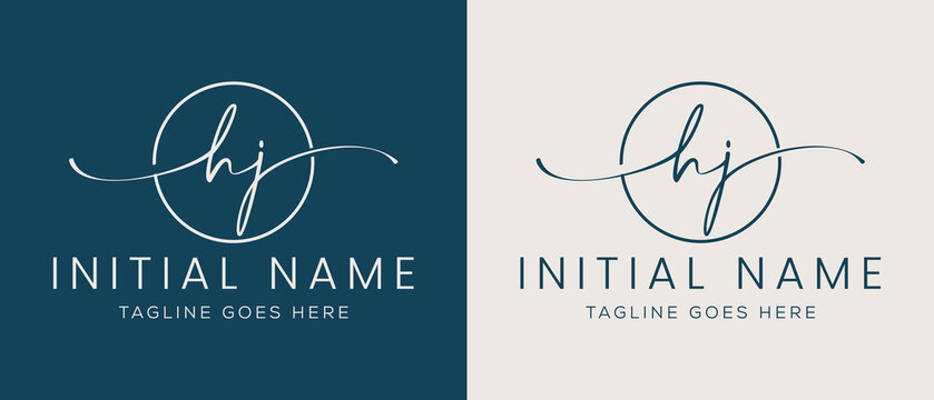 HJ JH Initial handwriting signature logo template vector. Hand lettering for designs