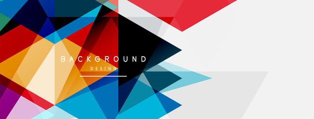Color triangles composition, geometric abstract background. Techno or business concept, pattern for wallpaper, banner, background, landing page