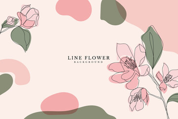 Pink Line Botany Floral Background