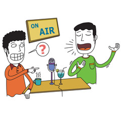 two people doing podcasting in a studio