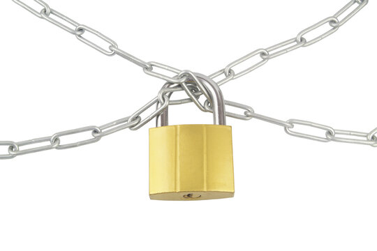 Chain and padlock isolated on white background
