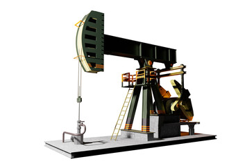 Oil derrick. Pump pumps oil out of ground. Oil field equipment. Extraction and processing of...