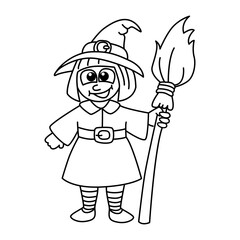Halloween witches cartoon coloring page illustration vector. For kids coloring book.
