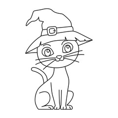 Halloween Cat cartoon coloring page illustration vector. For kids coloring book.