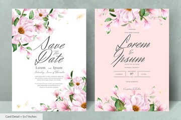 Watercolor Magnolia Arrangement Floral Wedding Invitation Card Template