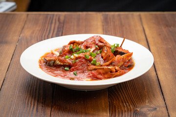 Special Chinese Food Stewed Mackerel in Tomato Sauce