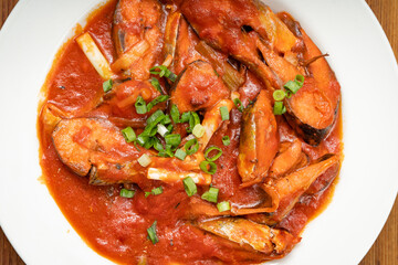 Special Chinese Food Stewed Mackerel in Tomato Sauce