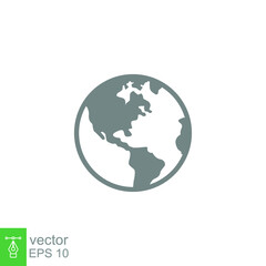 Globe Icon Vector. Earth, world, simple solid style flat Icon. Vector illustration isolated on white background EPS 10