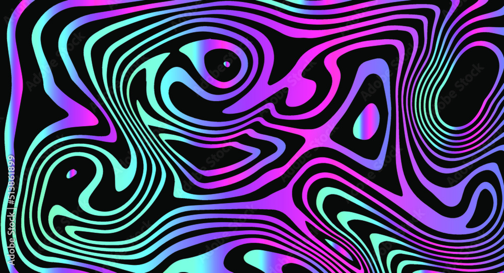 Aufkleber Abstract trippy background with with distorted and glitched pattern in holographic chrome colors.