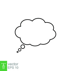 Fototapeta premium Think bubble isolated. Trendy think bubble in flat style. Modern template for social network and label. Creative thought balloon. Cloud line art, vector illustration isolated. EPS 10