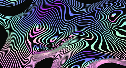 Abstract trippy background with with distorted and glitched pattern in holographic chrome colors. - obrazy, fototapety, plakaty