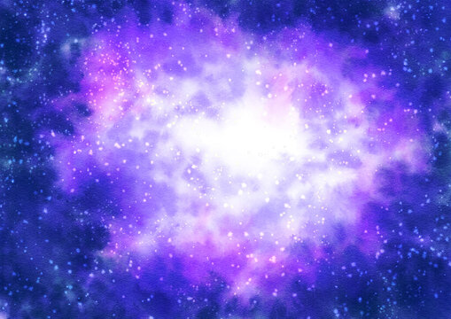Purple nebulae painted in digital watercolor © 虹見
