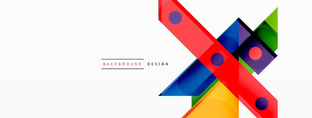 Fototapeta premium Bright colorful straight lines geometric abstract background. Trendy overlapping lines composition for wallpaper, banner, background or landing