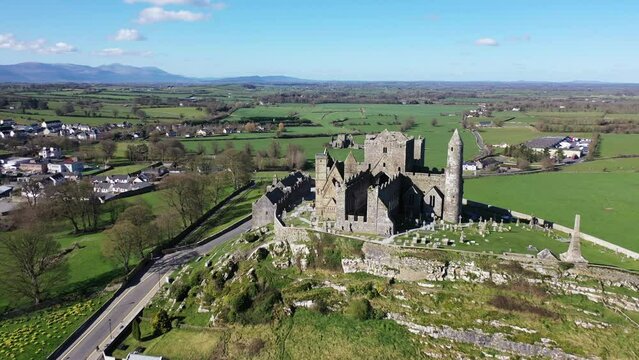 Aerial, Rock Of Cashel, County Tipperary, Ireland - 4K, 