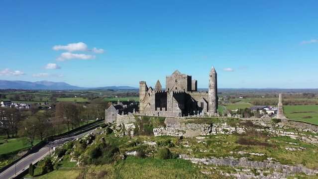 Aerial, Rock Of Cashel, County Tipperary, Ireland - 4K, 