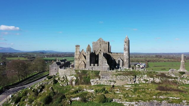 Aerial, Rock Of Cashel, County Tipperary, Ireland - 4K, 