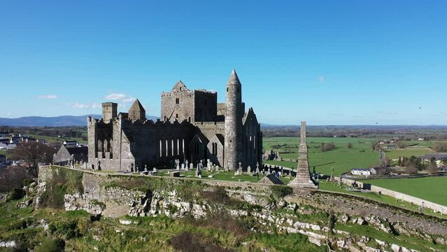 Aerial, Rock Of Cashel, County Tipperary, Ireland - 4K, 