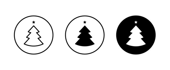 Christmas tree. Tree icon in flat design. Xmas cartoon background. merry spruce fir. Winter. Pine editable stroke, flat design style isolated on white