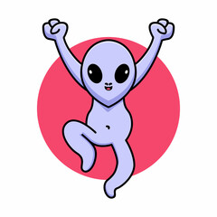 Cute alien jumping cartoon design