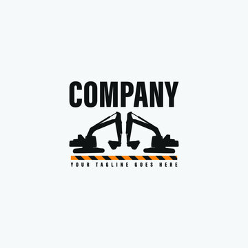 Excavators construction machinery logo vector image