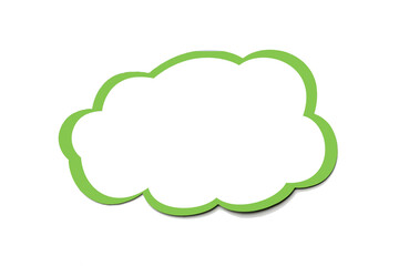 Green speech bubble as a cloud with olive border isolated on empty white background.