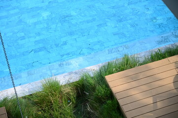 wooden veranda and swimming pool