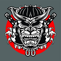 Japanese Samurai tattoo design. japanese masks traditional