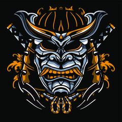 Japanese Samurai tattoo design. japanese masks traditional