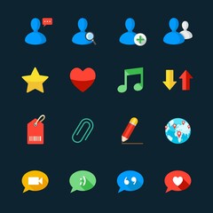 Communication and Social Media Icons with Black Background