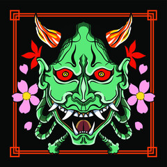 Japanese Tattoo design. japanese demon masks