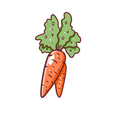 Cute orange carrot vegetable. Hand drawn colored sketch style vector art.