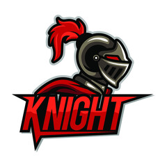 Medieval knight warrior in helmet mascot template vector illustration. Logo, emblem, symbol-01