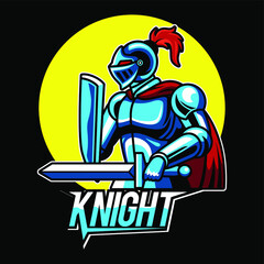 Medieval knight warrior in helmet mascot template vector illustration. Logo, emblem, symbol-01