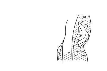 Business woman offering handshake. Hand drawn vector illustration design