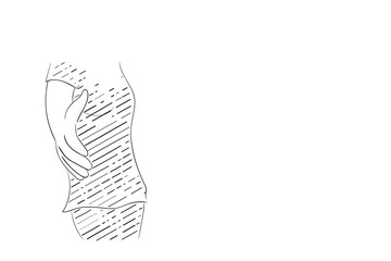 Casual woman offering handshake. Hand drawn vector illustration design