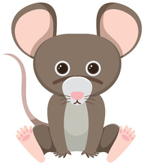 Cute mouse in flat style isolated