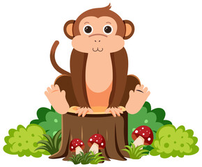 Cute monkey in flat style