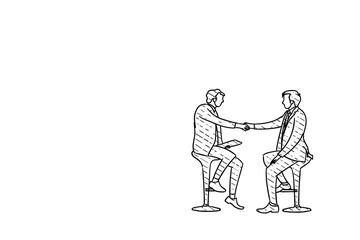 Handshake before job interview. Hand drawn vector illustration design
