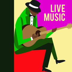 Music Festival Colorfull Jazz Musicians Flat Vector illustration
