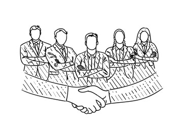 Business agreement concept. Hand drawn vector illustration design