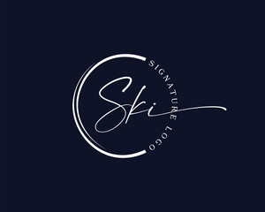 Initial Letter S K I Signature logo design vector template