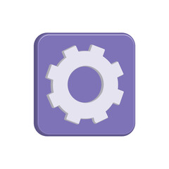 3D setting gear icon vector illustration with purple background and white 
