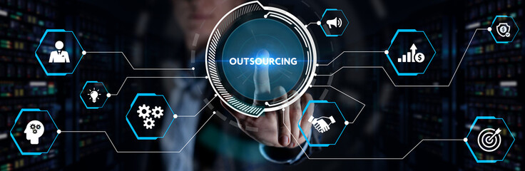 Business, Technology, Internet and network concept. Outsourcing human resources.