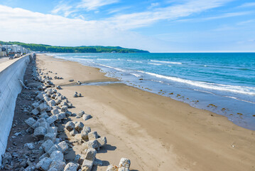 Lnadscape of the Abashiri Beach in Hokkaido, Japan - obrazy, fototapety, plakaty