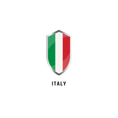 Flag of Italy with shield shape icon flat vector illustration