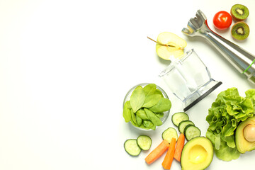 Concept of cooking tasty food with blender, space for text